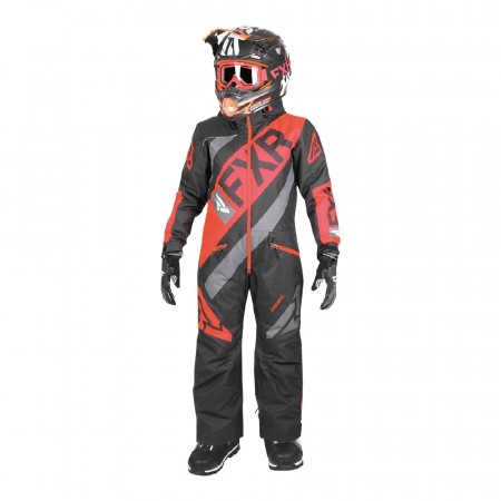 FXR CX Fôret Monosuit Youth Sort/Nuke Rød/Char